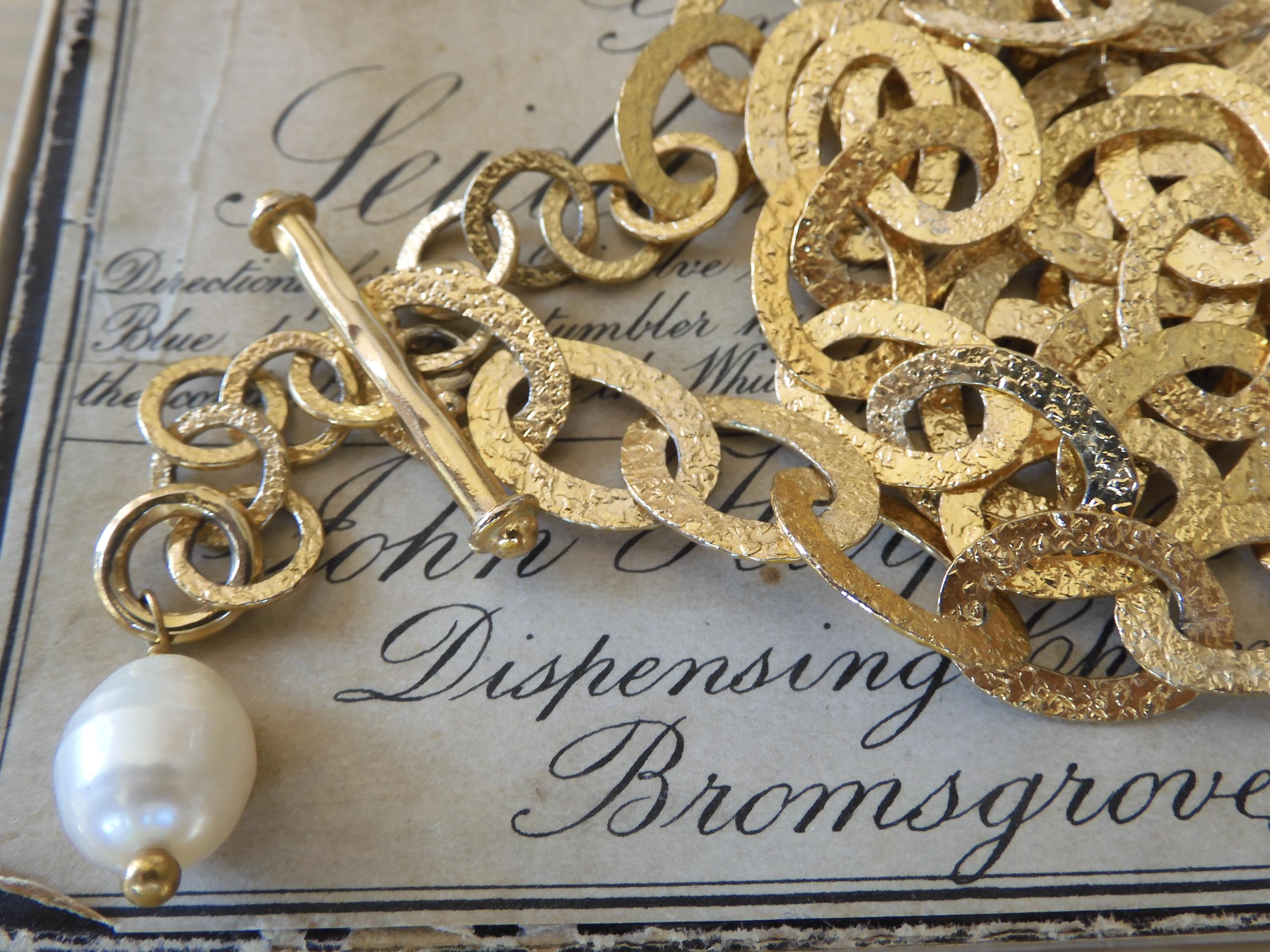 Chaîne & Pendentif Vintage Perles Plaqué Or - Occasion - Bijou Doré Rétro