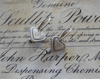 Vintage 90's Sterling Silver Triple Heart Drop Dangle Earrings