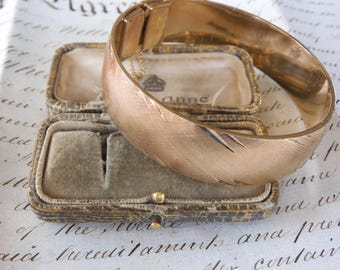 Vintage 1970s Gold Plated Cuff Bangle Bracelet stacking
