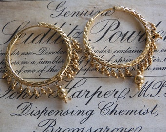 Lovely Decorative Vintage 1980s 18ct Gold Plated HOOP Earrings