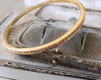 Vintage 1980s Austrian Crystal 18ct Gold Plated Bangle