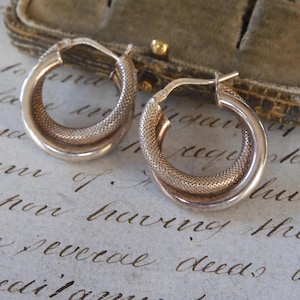 Lovely Vintage 1980s Sterling Silver Double HOOP Earrings 925