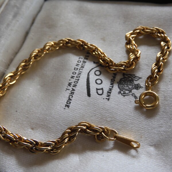 Fabulous Vintage 1980s 18ct Gold Plated ROPE Twist Chain Bracelet