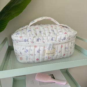 Punchiess Roses Airwrap Vanity Case with Compartments for Dyson/Shark Products - Great for travel, gifting - Quilted Fiber Filled