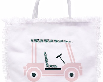 Linen Fringe Tote- Golf Cart