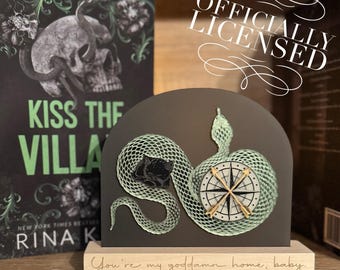 Officially Licensed Kiss the Villain Gareth Kaden Bookshelf Sign; Dark Romance Decor; Legacy of Gods Rina Kent