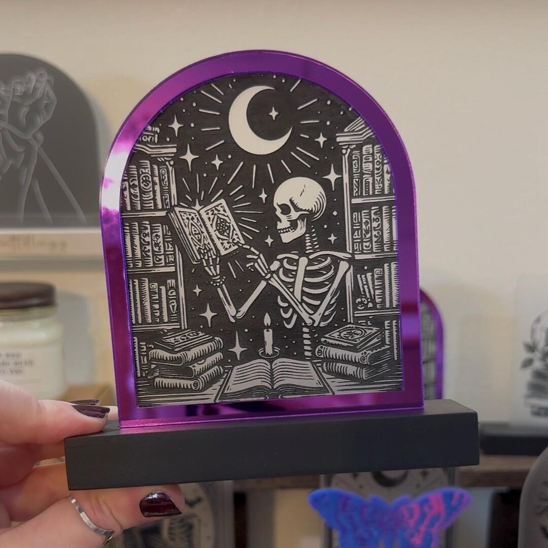 Gothic Skeleton Library Bookshelf Plaque; Halloween Book Decor - Etsy