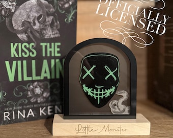Officially Licensed Kiss the Villain Gareth Heathens Mask Bookshelf Sign; Dark Romance Decor; Legacy of Gods Rina Kent