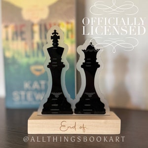 Officially Licensed The Finish Line Raven King and Queen Chess Pieces Bookshelf Sign; The Ravenhood Merch