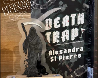 Officially Licensed Deathtrap Bookshelf Sign; Dark Romance decor; Alexandra St. Pierre