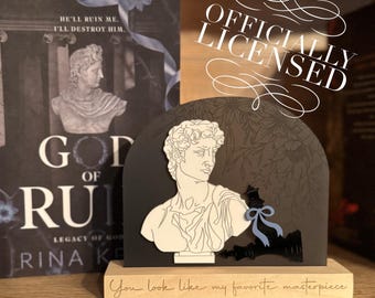 Officially Licensed God of Ruin Bookshelf Sign; Dark Romance Decor; Legacy of Gods Rina Kent