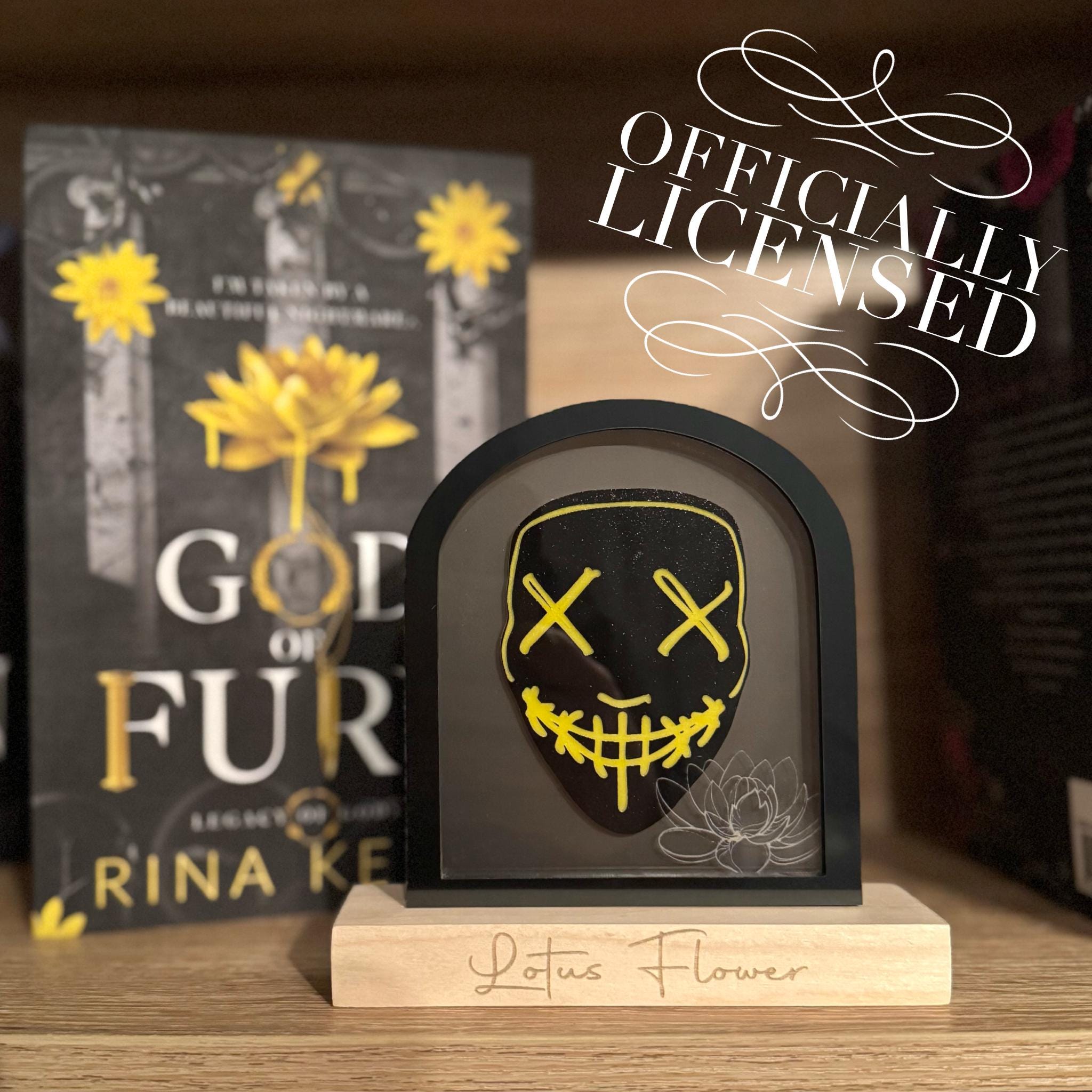 Officially Licensed God of Fury Nikolai Heathens Mask Bookshelf Sign; Dark Romance Decor; Legacy of Gods Rina Kent