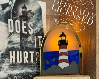 Officially Licensed Does It Hurt Lighthouse Bookshelf Sign; Dark Romance Decor; H.D. Carlton
