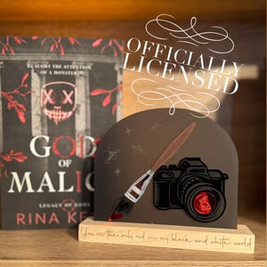 Officially Licensed God of Malice Bookshelf Sign; Dark Romance Decor; Legacy of Gods Rina Kent
