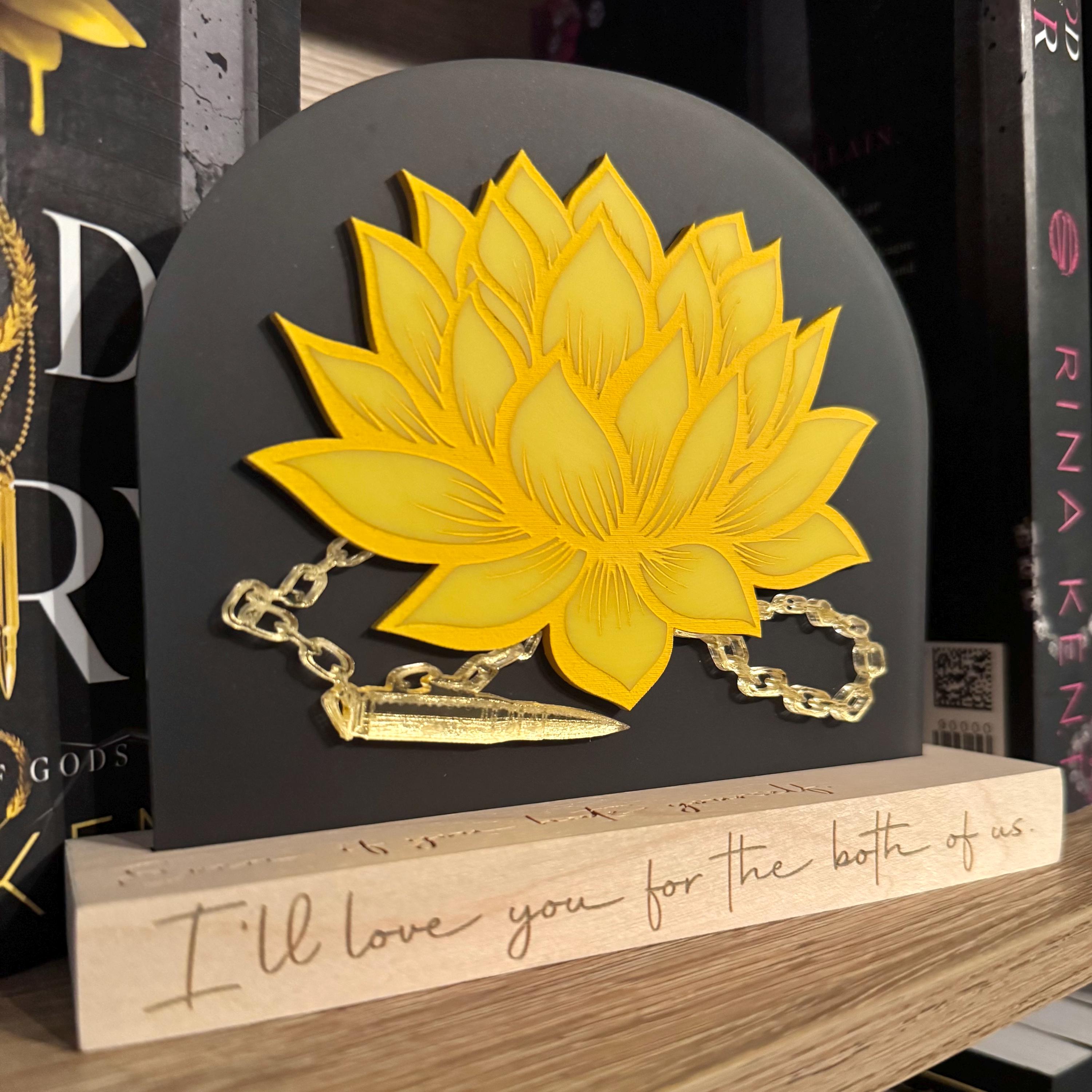 Officially Licensed God of Fury Lotus Flower Bookshelf Sign; Dark Romance Decor; Legacy of Gods Rina Kent
