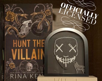 Officially Licensed Hunt the Villain Vaughn Heathens Mask Bookshelf Sign; Dark Romance Decor; Legacy of Gods Rina Kent