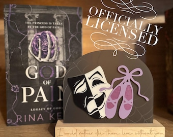 Officially Licensed God of Pain Bookshelf Sign; Dark Romance Decor; Legacy of Gods Rina Kent