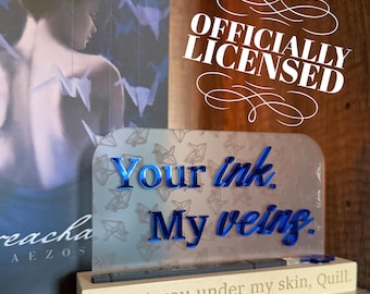 Officially Licensed Unreachable Ink Pen Bookshelf Sign; Dark Romance Decor; Batteries of Ink by Maezos