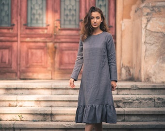 Women's Linen Dress, Loose linen Dress, Summer linen Dress, Vintage linen outfit, boxy dress
