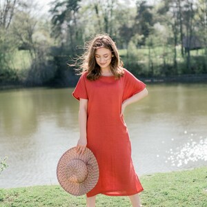 Women&#39;s Linen Dress, Loose linen Dress, Summer linen Dress, Vintage linen outfit, boxy dress