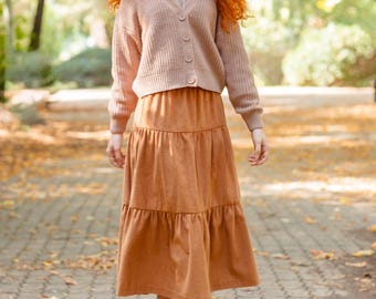 Women s velvet skirt, knee length, vintage style, gift for her