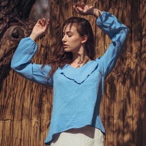 Women's Muslin Cotton Blouse | Lightweight and Breathable Double Gauze | Elegant and Feminine | Sustainable and Handmade
