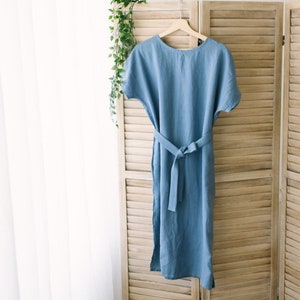 Women&#39;s Linen Dress, Loose linen Dress, Summer linen Dress, Vintage linen outfit, boxy dress
