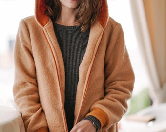 Women's Wool Jacket | Handmade Sustainable Fashion | 100% Boiled Wool | Eco-Friendly | Custom Sizes XS-XL | Merino Lined Option