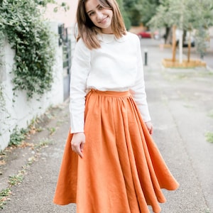 Women&#39;s linen skirt, stonewashed, midi length, circle skirt, vintage style, cottage core, gift for her