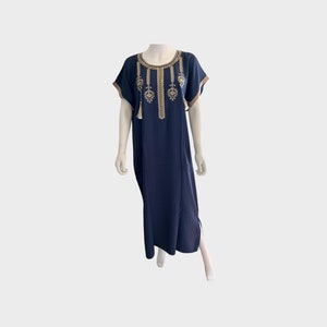 Moroccan embroidered dress/ kaftan, short sleeve dress, summer coverups.