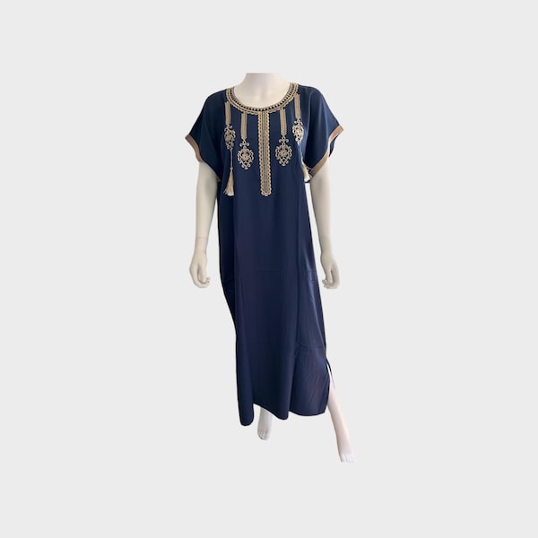 Moroccan embroidered dress/ kaftan, short sleeve dress, summer coverups.