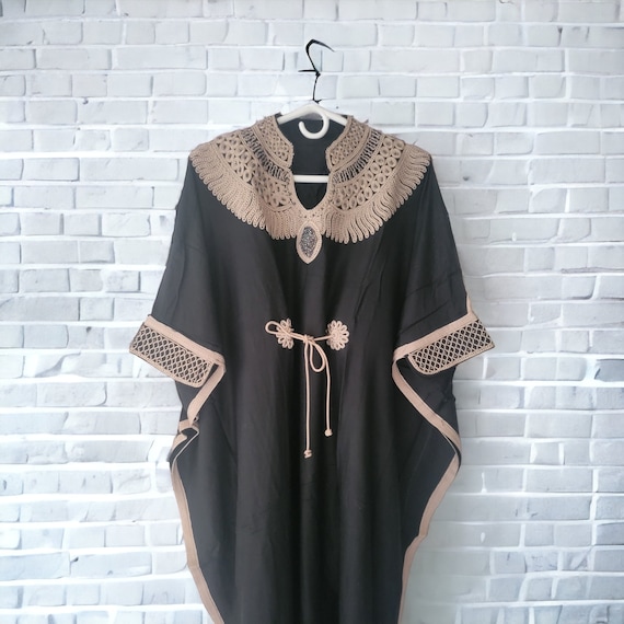 elegant and stylish black embroidered butterfly dress/ Farasha, glamorous  Arabian kaftan, mid sleeves maxi long dress, Dubai abaya - Main Image