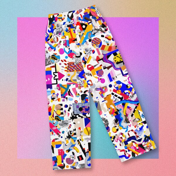 New York Wide Leg Pants [Unisex] - Original design printed pants, contemporary fashion, unique one of a kind clothing