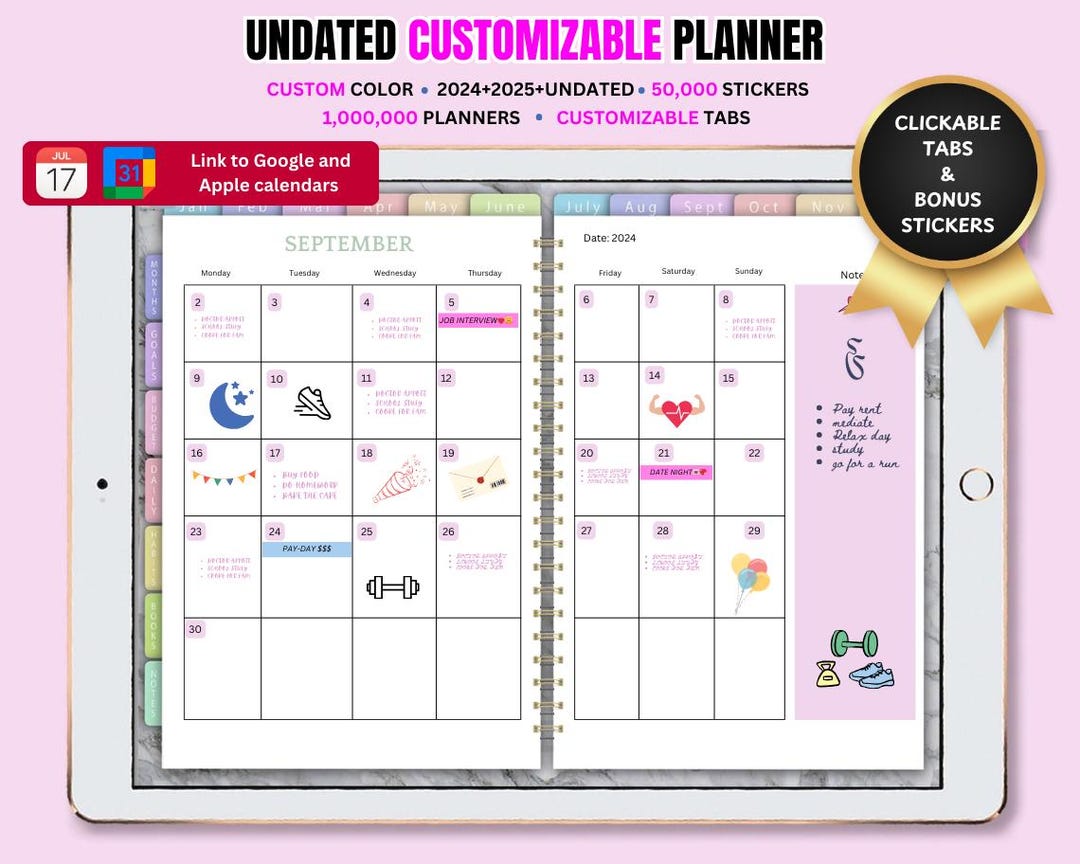 Undated Digital Planner 2024 2025 Undated Digital Planners Goodnotes ...