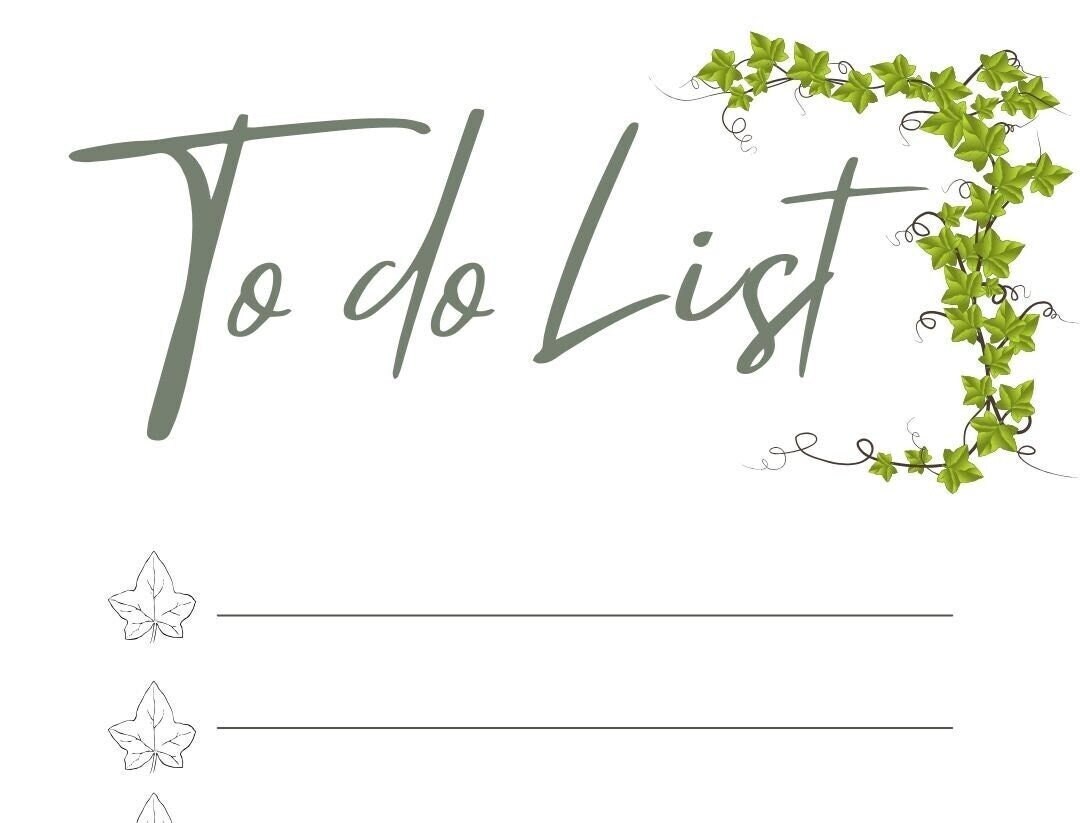 Printable to Do List With Ivy Leaves Simple Elegant and Etsy Australia
