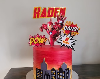 Iron - Man- SUPERHEROES- Cake topper - Birthday.