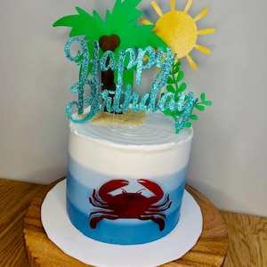 Crab Under the Sea Cake Topper, Crab cake topper, crab birthday decorations, under the sea birthday decor, crab cake