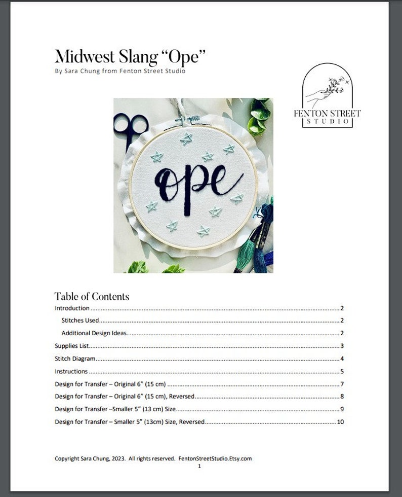 Ope Midwest Slang Embroidery Pattern PDF- Modern Hand Lettering Design ...