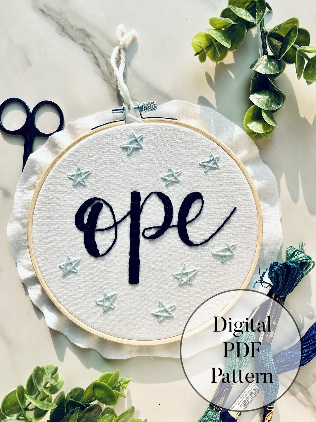 Ope Midwest Slang Embroidery Pattern PDF Modern Hand Lettering Design