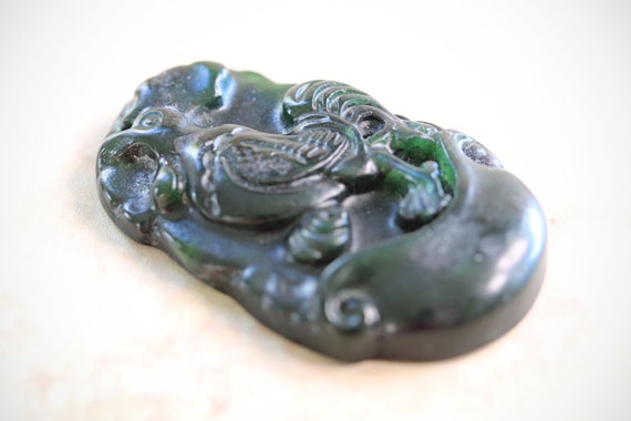 Black Jade Chinese Vintage Rooster Zodiac Pendant… - image 4