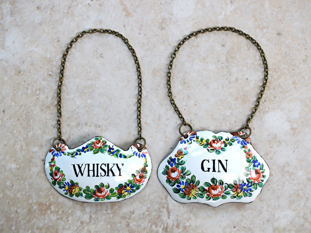 Enamel Hand Painted Vintage Decanter Labels Antique French Etsy