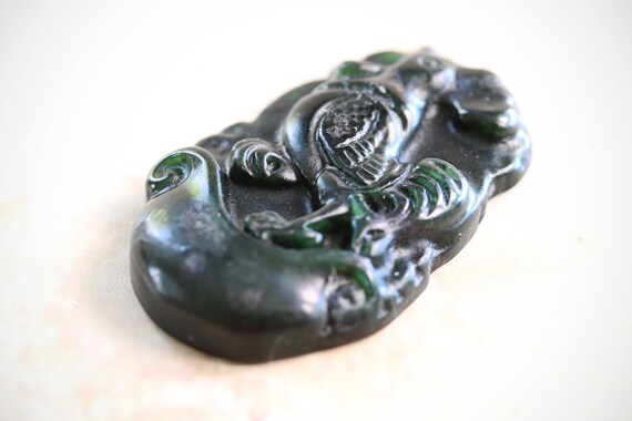 Black Jade Chinese Vintage Rooster Zodiac Pendant… - image 2