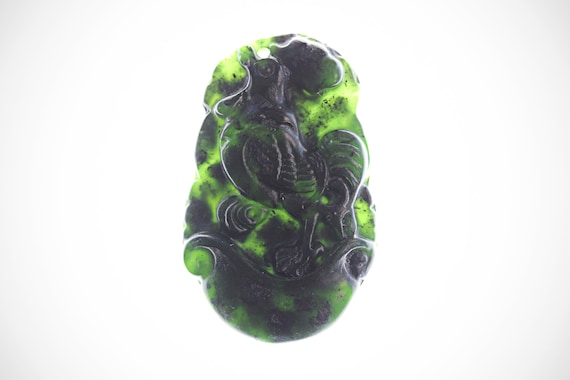 Black Jade Chinese Vintage Rooster Zodiac Pendant… - image 3