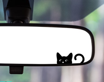 Cat Decal, Mini Cat, Peeking Cat, Rearview Mirror Decal, Car Decal, Easter Egg, Indoor/Outdoor Vinyl, Mini Decal, Many Colors, Free Shipping