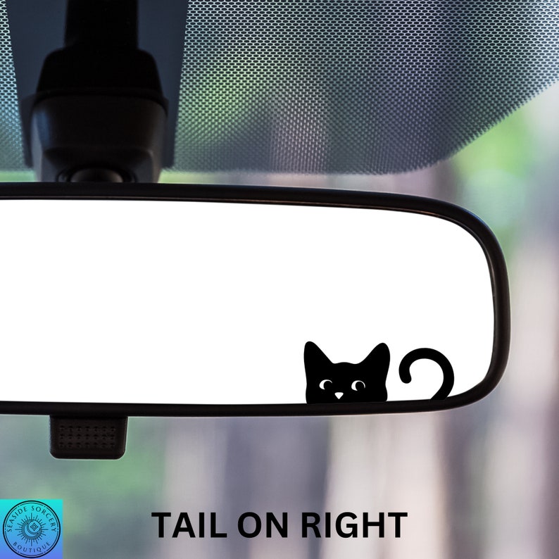 Cat Decal, Mini Cat, Peeking Cat, Rearview Mirror Decal, Car Decal, Easter Egg, Indoor/Outdoor Vinyl, Mini Decal, Many Colors, Free Shipping image 1