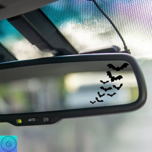 Rearview Mirror Bat Ball Decal, 9 Mini Bats, Gothic, Mini Decal, Car Decal, Easter Egg, Indoor/Outdoor Vinyl, Many Colors, Free Shipping