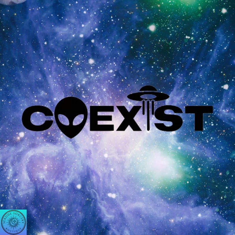 UFO Decal, Alien Decal, Coexist, Flying Saucer, Car Decal, Indoor ...