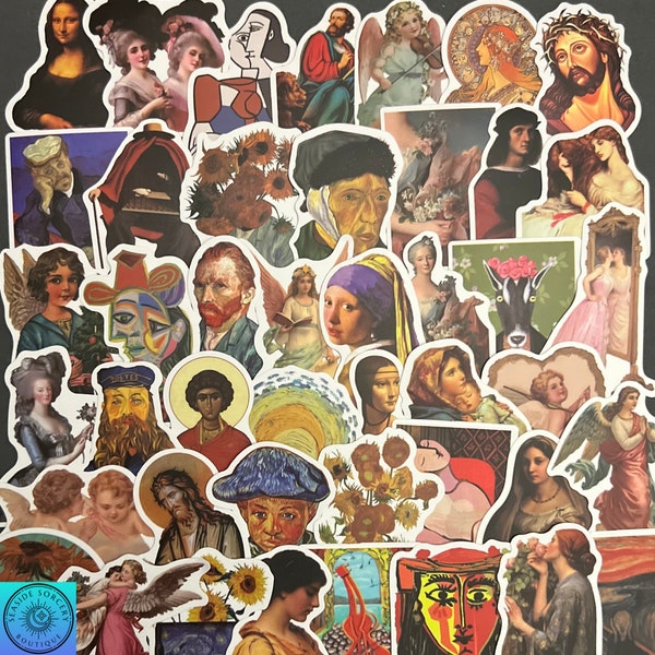 Fine Art Stickers, Famous Paintings, Famous Artist, Random Sticker Packs 10/20/50 Piece, NO REPEATS, Waterproof, UV Resistant, Free Shipping