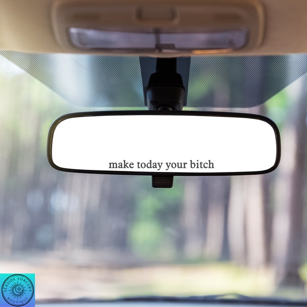 Make Today Your Bitch Decal, Rearview Mirror Decal, Mini Decal, Positive Affirmations, Indoor/Outdoor Vinyl, Many Colors, FREE SHIPPING