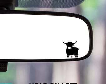 Cow Decal, Highland Cow, Shaggy Cow, Animals, Rearview Mirror Decal, Car Decal, Indoor/Outdoor Vinyl, Mini Decal, Many Colors, Free Shipping